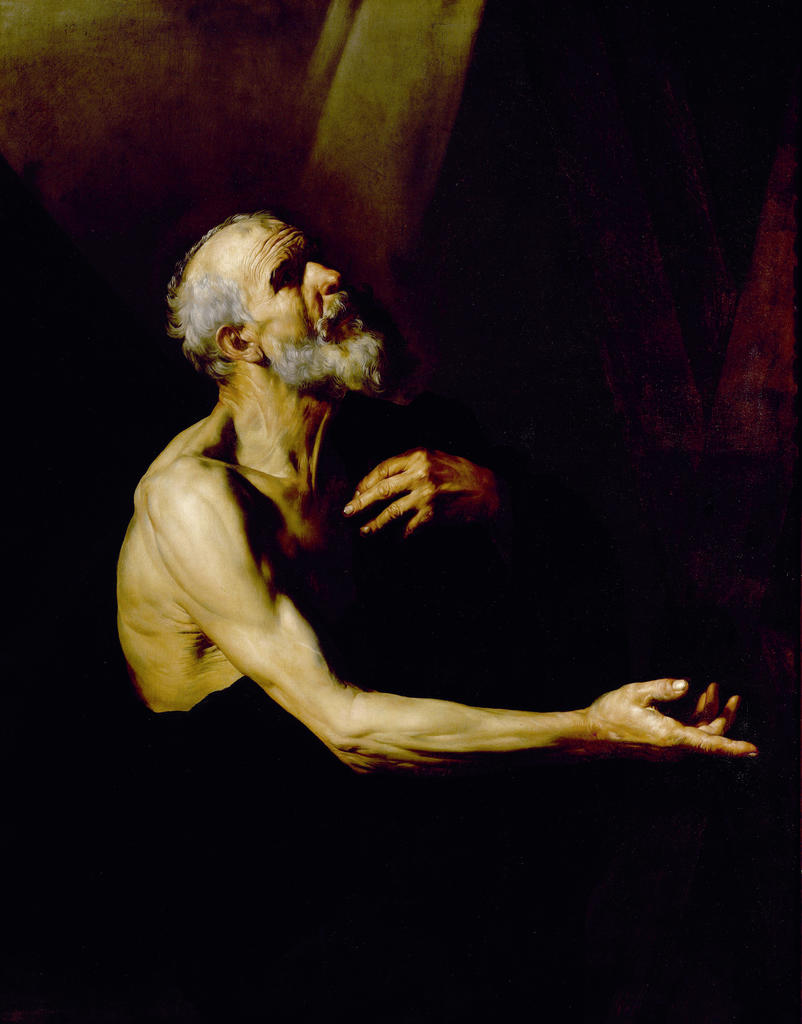 Jusepe de Ribera, Saint André en prière, 1615-1618. Huile sur toile, 132 x 107,5 cm. Naples, Quadreria dei Girolamini. 