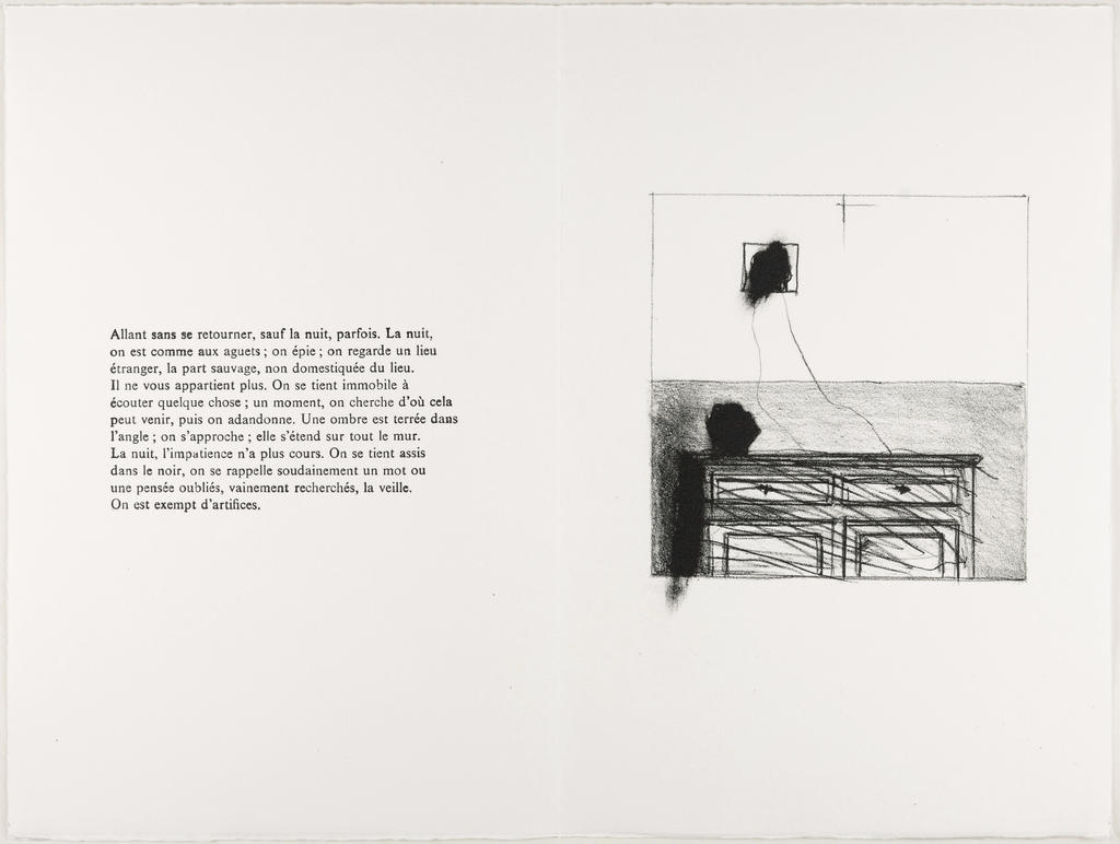 Nicole Malinconi, Les Intérieurs, 2006, 4 lithographies de Patrick Devreux, collection « Portefeuille », 9 doubles-pages, 28,5 x 19,5 cm.