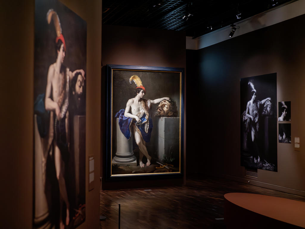 Vue de la section de l’exposition « Dans l’atelier de Guido Reni » consacrée aux David. 