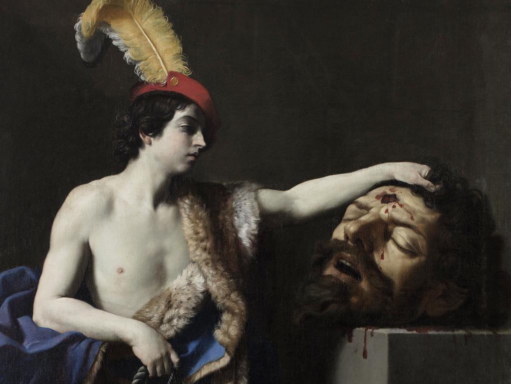 Guido Reni, David tenant la tête de Goliath (détail), collection Louis Phélypeaux de La Vrillière, Paris, avant 1672. Huile sur toile, 228 x 163 cm. Orléans, musée des Beaux-Arts.