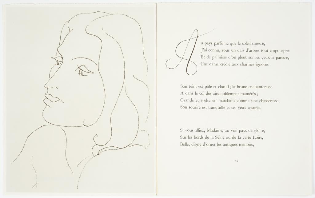 Henry de Montherlant (1895-1972), Pasiphaé, illustrations Henri Matisse, Pasiphaé, 1944. Gravure, page 23, impression sur vélin d’Arches, édition Fabiani. Le Cateau-Cambrésis, musée Henri Matisse. 
