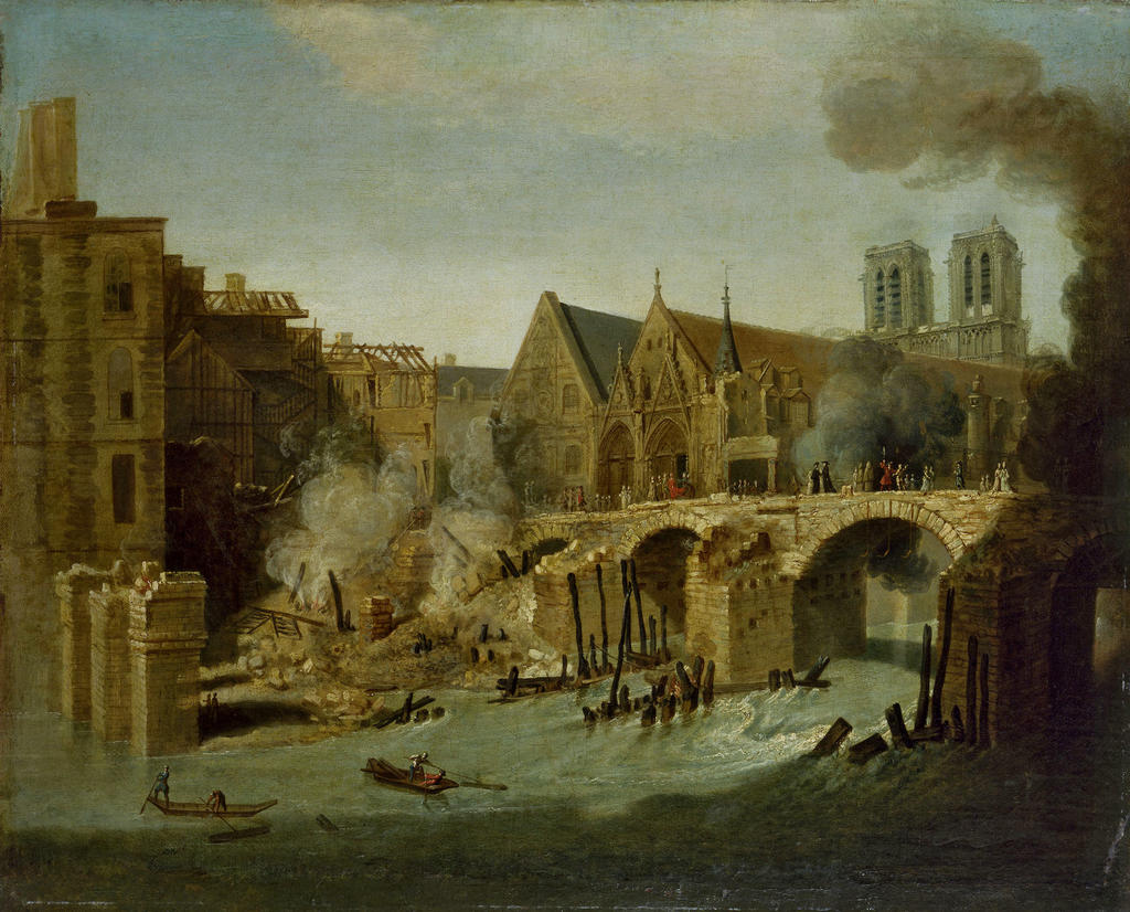 Jean-Baptiste Oudry (1686-1755), Le Petit Pont après l’incendie, 1718. Huile sur toile, 52 x 64 cm. Paris, musée Carnavalet – Histoire de Paris.