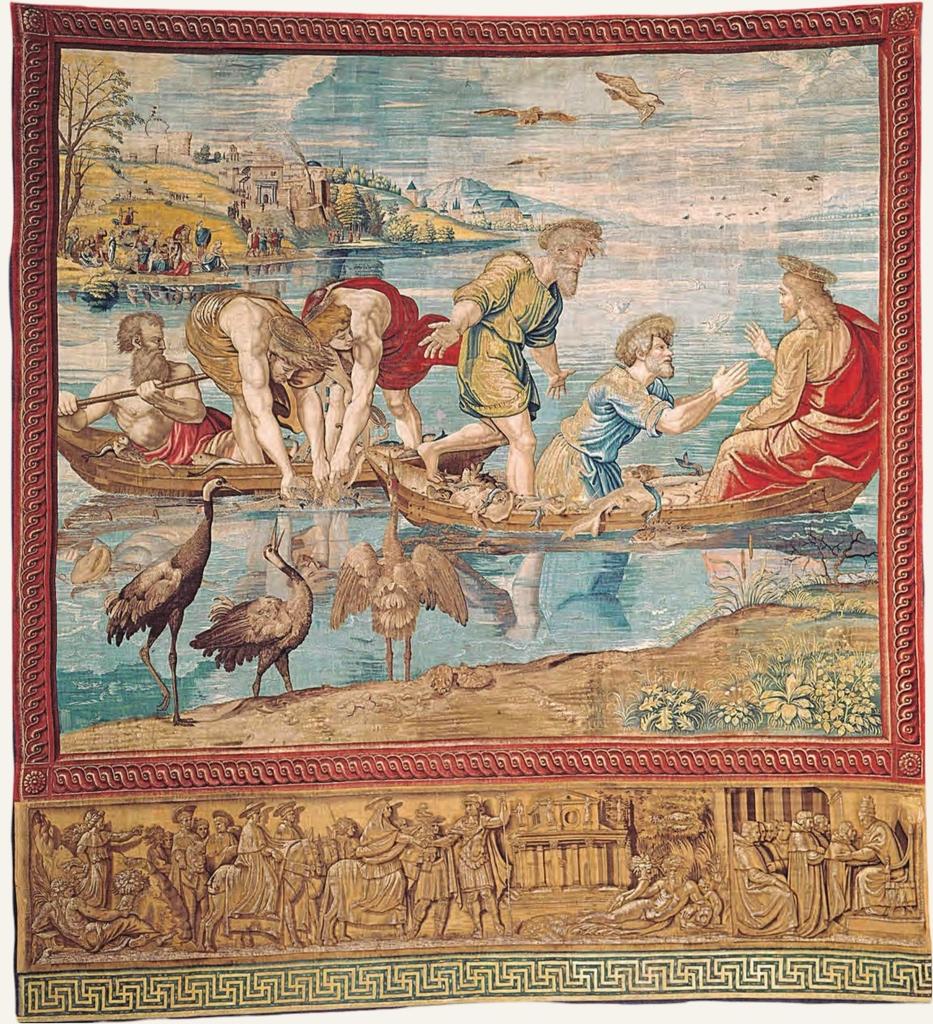 Atelier de Pieter van Aelst d'après les cartons de Raphaël, Série des Actes des apôtres, La Pêche miraculeuse, Bruxelles, 1515-1519. États pontificaux du Vatican, musées du Vatican.