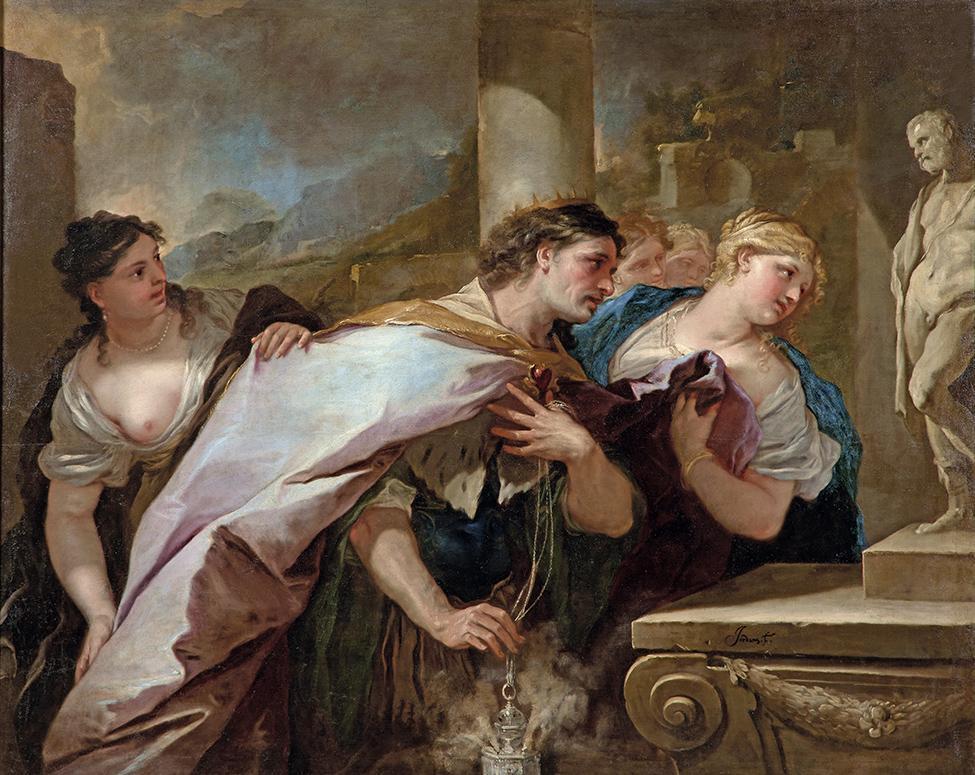 Luca Giordano (1634-1705), Salomon sacrifiant aux idoles. Huile sur toile, 164 x 207 cm. Signé. Estimé : 200 000/300 000 €. Adjugé : 498 560 € (frais inclus).