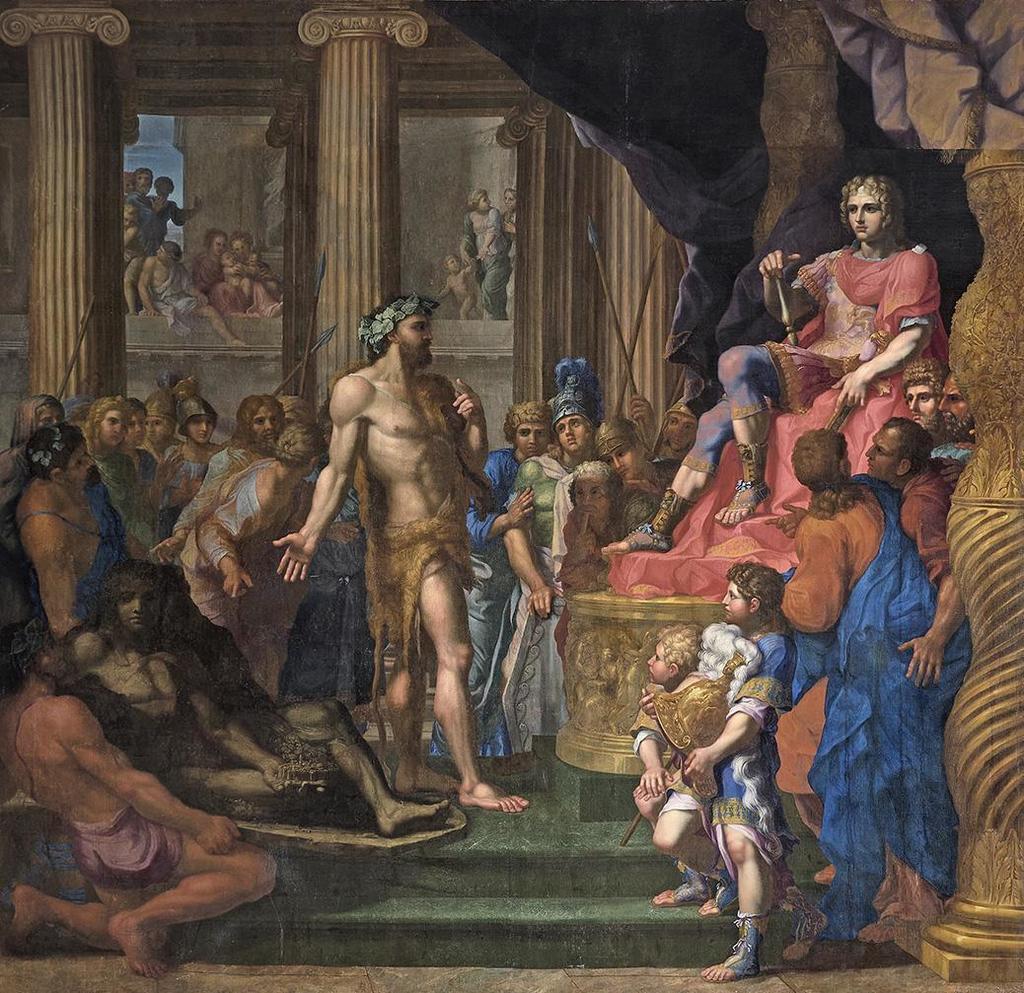 Jean Baptiste Corneille (1649-1695), Dinocrate présente à Alexandre son projet pour le Mont Athos. Huile sur toile, 300 x 310 cm. Estimé : 80 000/120 000 €. Adjugé : 104 960 € (frais inclus).