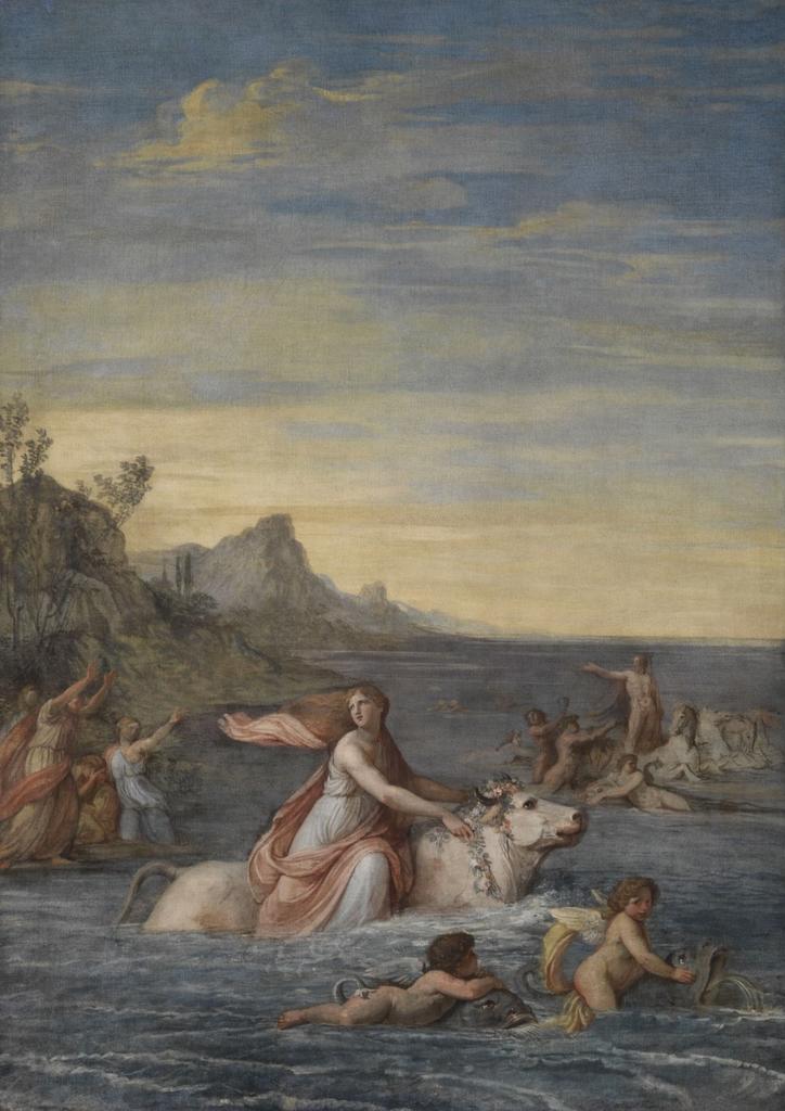 Andrea Appiani (1754-1817), Europe enlevée par le taureau traversant les vagues, vers 1784-1786. Détrempe sur toile, 190 x 135 cm. Rome-Londres, galerie W. Apolloni.