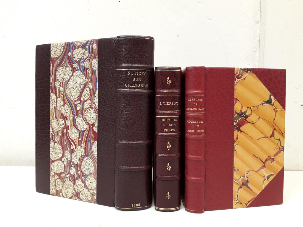 Reliures courantes : demi-cuir, papier marbré. 