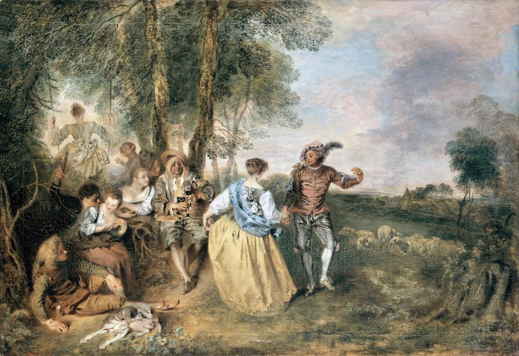 Antoine Watteau, Les Bergers, vers 1716-18. Huile sur toile, 56 x 81 cm. Berlin, Schloss Charlottenburg.