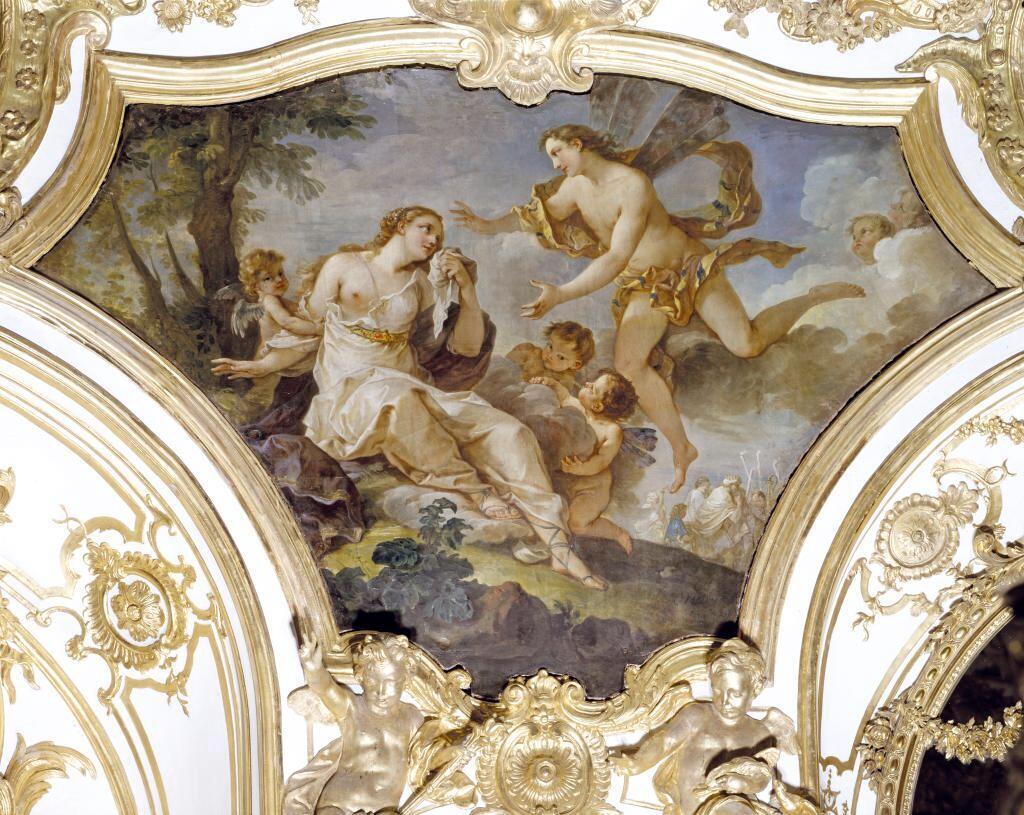 Charles Natoire, Psyché recueillie par Zéphyr, du cycle L’Histoire de Psyché décorant le salon de l’hôtel de la princesse de Soubise, 1737-1738. Paris, Archives nationales.