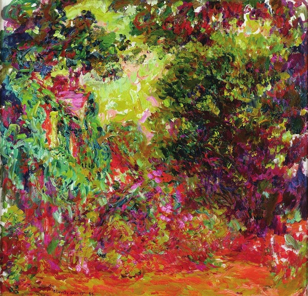 Claude Monet, La maison de l’artiste vue du jardin aux roses, 1922-1924. Huile sur toile, 81 x 92 cm. Paris, musée Marmottan Monet.