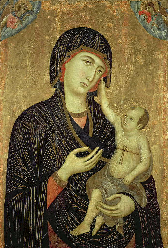 Duccio di Buoninsegna, La Vierge et l’Enfant, dite Madone de Crevole, vers 1285. Tempera sur bois, 89 x 60 cm. Sienne, Museo dell’Opera del Duomo (en dépôt de l’archidiocèse de Sienne).