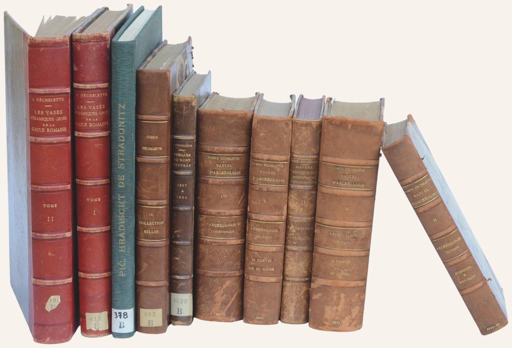 Les écrits de Joseph Déchelette : Les vases céramiques ornés de la Gaule romaine (Narbonnaise, Aquitaine et Lyonnaise), Paris, Picard, 1904, 2 vol. et Manuel d’archéologie préhistorique, celtique et gallo-romaine, Paris, Picard, 1908-1914, 6 vol.