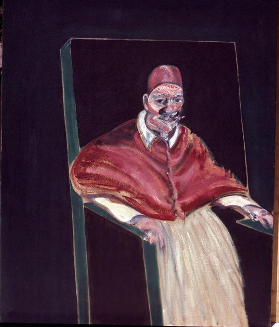 Francis Bacon, Étude pour le pape de Velásquez II, 1961. Huile sur toile, 150 x 118 cm. Don Gianni Agnelli. États pontificaux du Vatican, musées du Vatican.