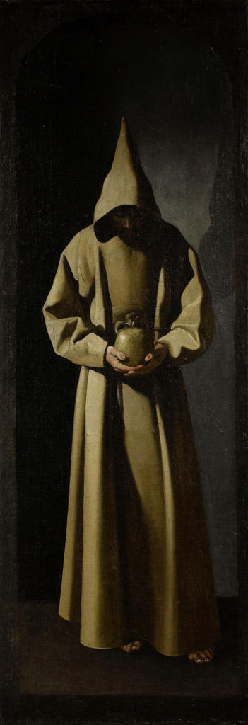 Francisco de Zurbarán, Saint François d’Assise contemplantun crâne, vers 1633-35. Huile sur toile, 91 x 32 cm. Saint Louis, Saint Louis Art Museum. 