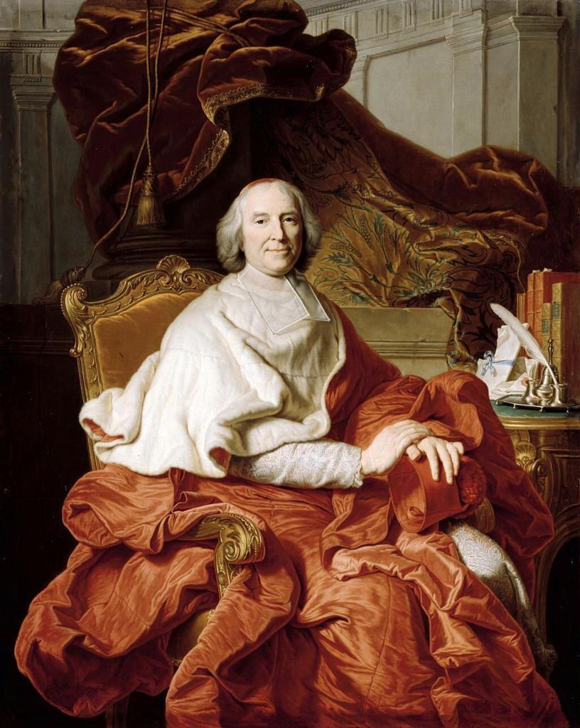 François Albert Stiémart, d’après Hyacinthe Rigaud, André Hercule, cardinal de Fleury, 1728. Huile sur toile, 164,5 x 131 cm. Versailles, musée national des châteaux de Versailles et de Trianon.