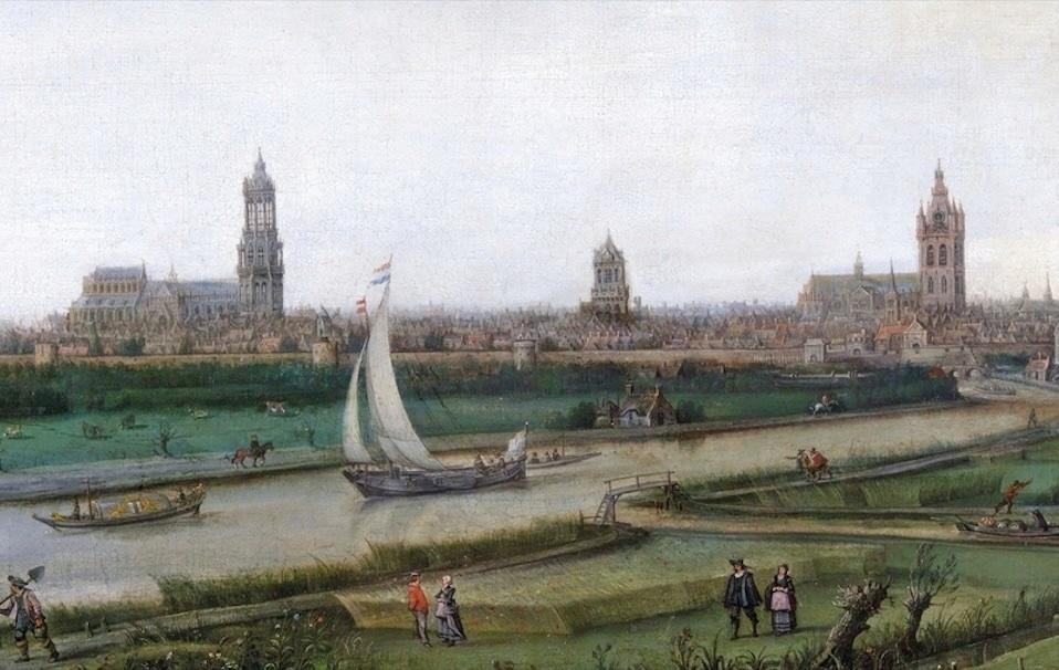 Hendrik Cornelisz. Vroom, Vue de Delft depuis l’ouest, 1615. Huile sur toile. Delft, musée Prinsenhof, don de H.C. Vroom.