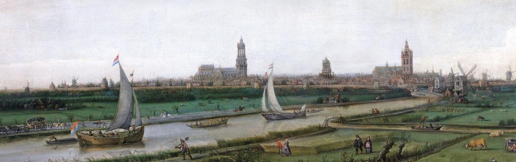 Hendrik Cornelisz. Vroom, Vue de Delft depuis l’ouest, 1615. Huile sur toile. Delft, musée Prinsenhof, don de H.C. Vroom.