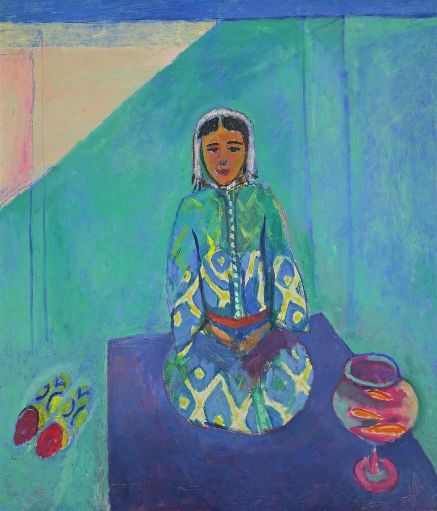 Henri Matisse, Triptyque marocain. Zorah sur la terrasse, Tanger, 1912-1913. Huile sur toile, 115 x 100 cm. Collection Ivan Morozov, 1913, commandé au printemps 1911. Moscou, musée d’État des beaux-arts Pouchkine.