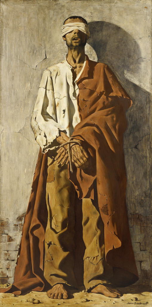 Javier Bueno, Exécution d’unpaysan espagnol (fusillé), 1937. Huile sur toile, 200 x 101 cm. Paris, galerie Terrades.