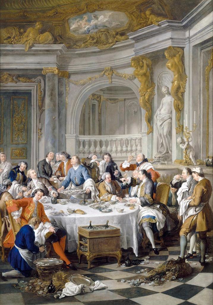 Jean-François de Troy, Le Déjeuner d’huîtres, 1735. Huile sur toile, 180 x 126 cm. Chantilly, musée Condé.