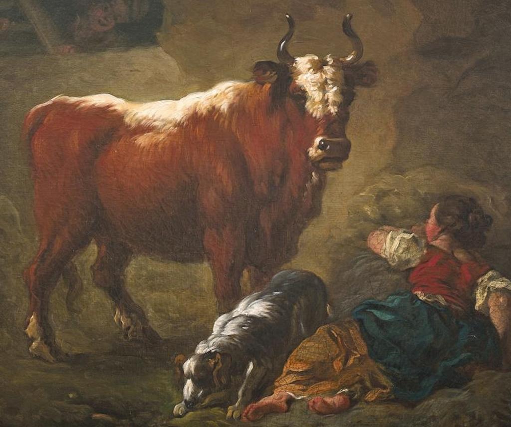 Jean-Honoré Fragonard, Intérieur d’étable (détail), début des années 1760. Huile sur toile, 54 x 65 cm.