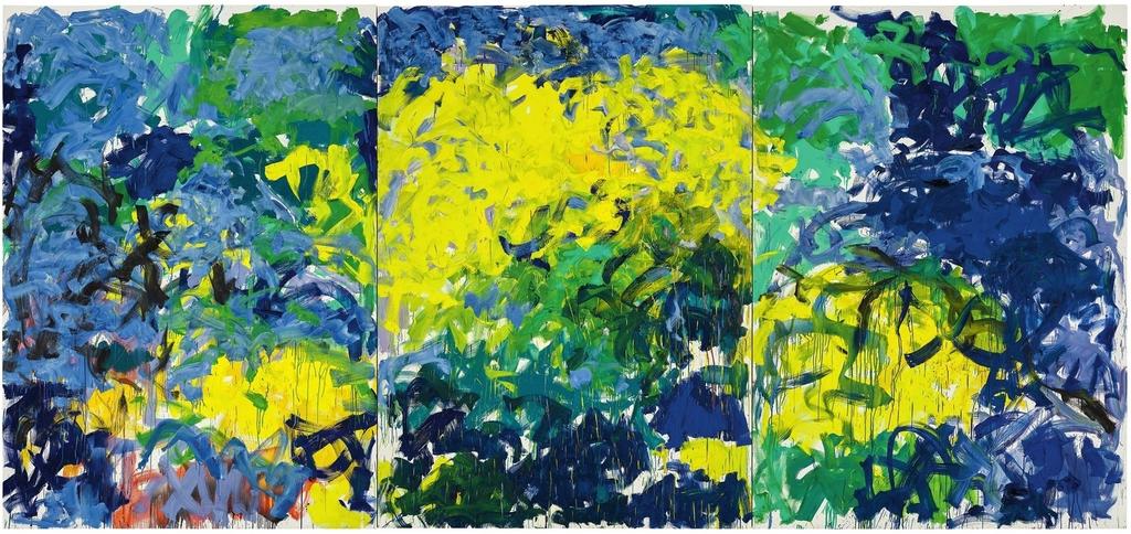 Joan Mitchell, La Grande Vallée XIV (For a little while), 1983. Huile sur toile, 280 x 600 cm. Paris, Centre Pompidou, musée national d’Art moderne / Centre de création industrielle, en dépôt au musée de Grenoble.