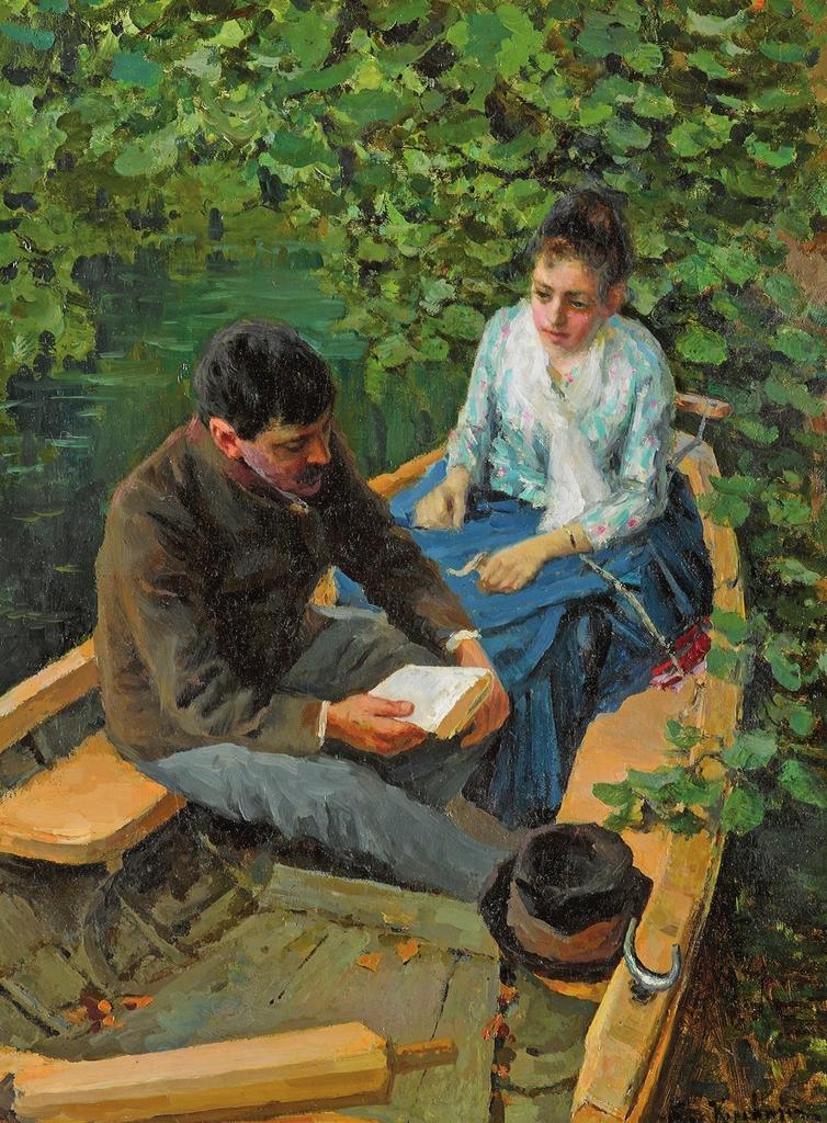 Konstantine Korovine, En barque, 1888. Huile sur toile, 53,5 x 42,5 cm. Moscou, galerie Trétiakov.