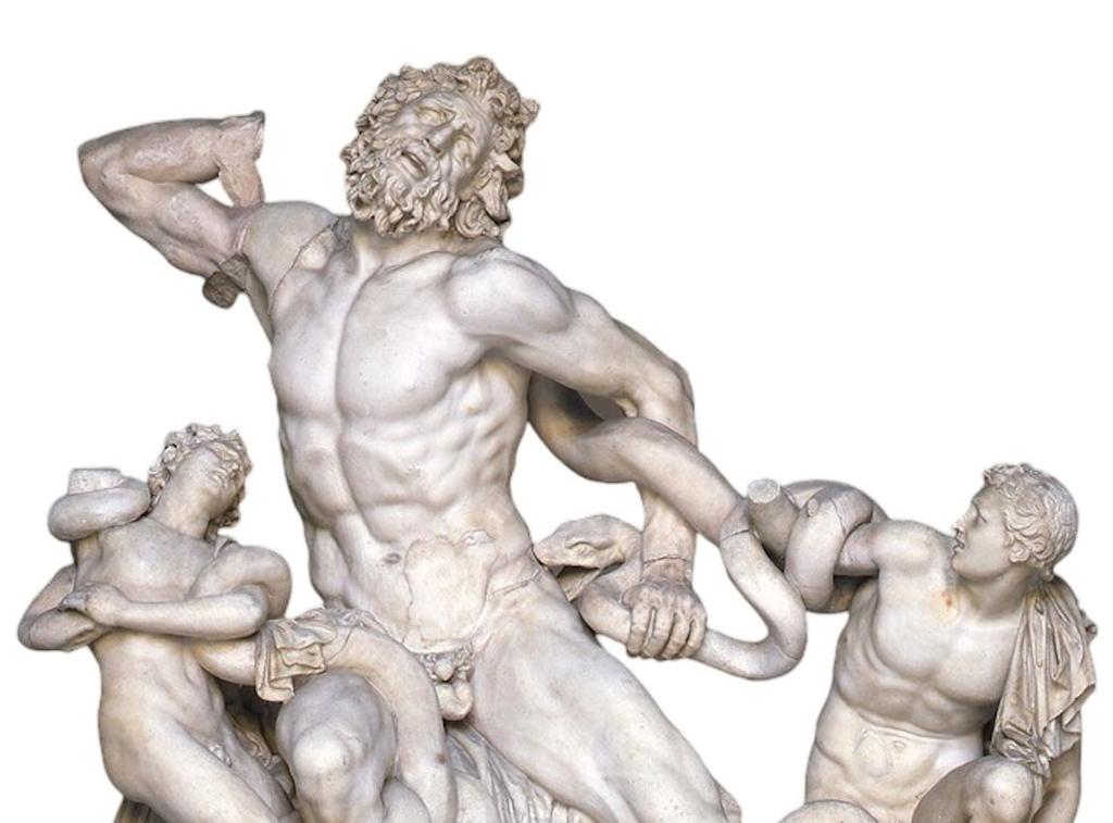Le Laocoon (détail), copie romaine d'un original grec en bronze, vers 30-40 av. J.-C. Marbre, 242 x 160 cm. États pontificaux du Vatican, musées du Vatican.