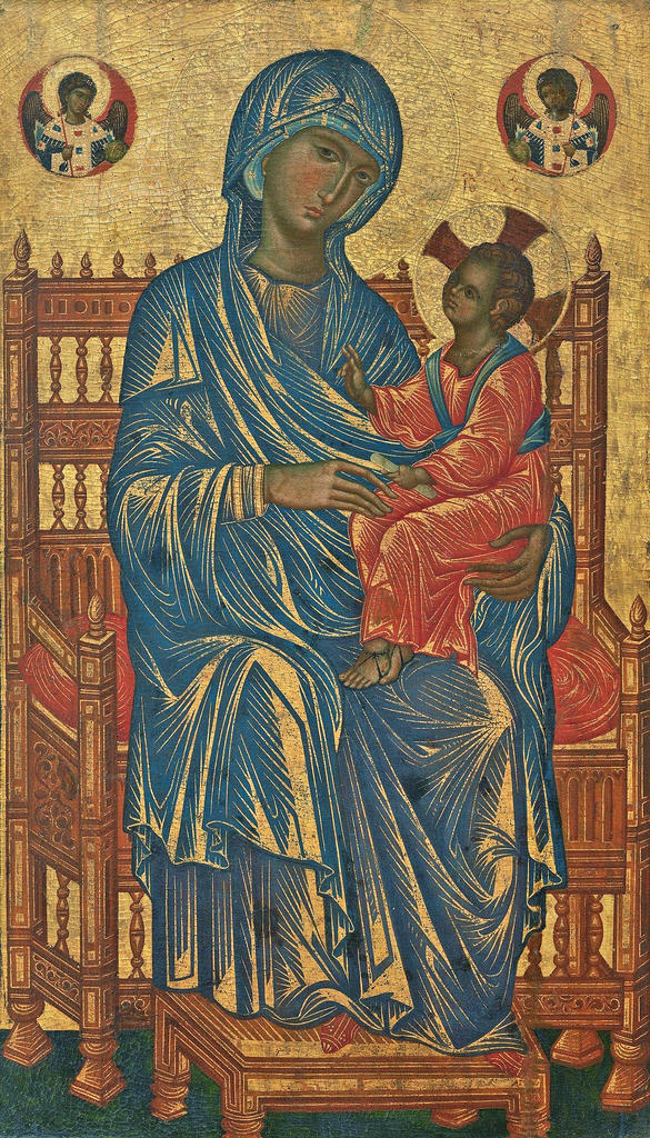 Peintre byzantin, Madone Kahn, vers 1272-1282. Tempera et or sur boisde peuplier, 130 x 77 cm. Washington, National Gallery of Art. 