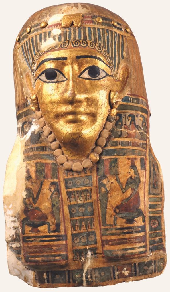 Période gréco-romaine, 332 avant notre ère - 395 de notre ère, cartonnage peint, 38,1 x 20,5 x 23 cm.