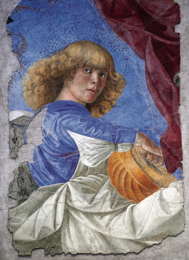 Melozzo da Forlì (1438-1494), Ange musicien, vers 1480. Fragment de fresque détachée, 93,5 x 117 cm. États pontificaux du Vatican, musées du Vatican.