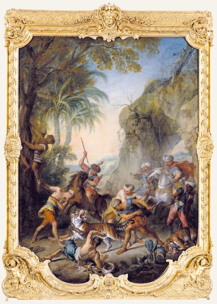 Nicolas Lancret, La Chasse du tigre, 1736. Huile sur toile, 176,5 x 128,5 cm Paris, musée du Louvre, en dépôt au musée de Picardie, Amiens.