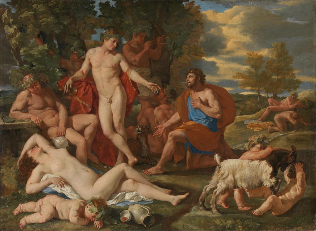 Midas devant Bacchus, vers 1629-1630. Huile sur toile, 98,5 x 130 cm. Munich, Bayerische Staatsgemäldesammlungen München.