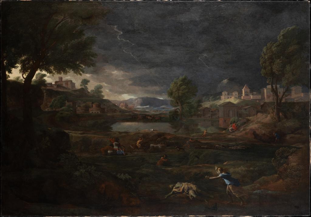 Paysage de tempête avec Pyrame et Thisbé, 1651. Huile sur toile, 191 x 274 cm. Francfort-sur-le-Main, Städelsches Kunstinstitut.
