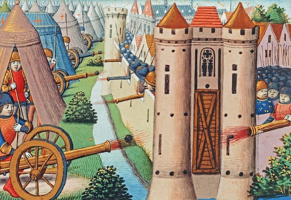 Le siège de 1418-1419. Enluminure extraite de Martial d’Auvergne, Les Vigiles de la mort de Charles VII, vers 1484. Paris, Bibliothèque nationale de France, ms Français 5054, fol. 19v.