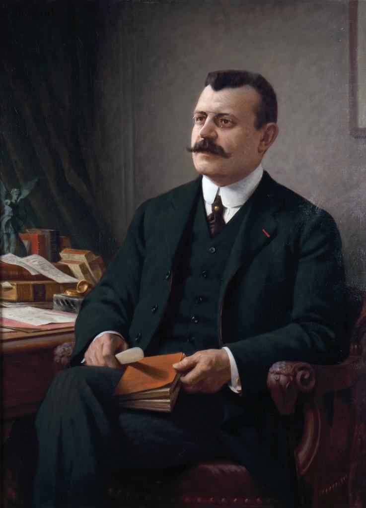 Par Albert-Pierre Dawant (1852-1923), 1918, huile sur toile posthume exécutée d’après une photographie de Roger Melcy, commandée par sa veuve Jane Déchelette, 110 x 80 cm.