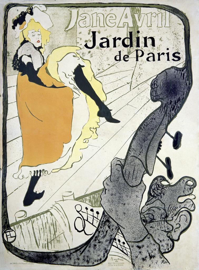 Henri de Toulouse-Lautrec (1864-1901), Jane Avril, Jardin de Paris, 1893. Imprimerie Chaix (Paris). Lithographie en couleurs, 125 x 90 cm. Collection particulière. 