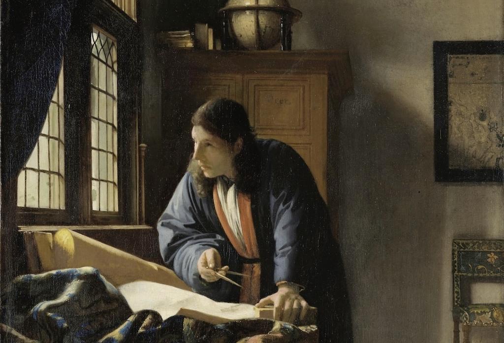 Le Géographe (détail), 1669. Huile sur toile, 51,6 x 45,4 cm. Francfort-sur-le-Main, Städel Museum.