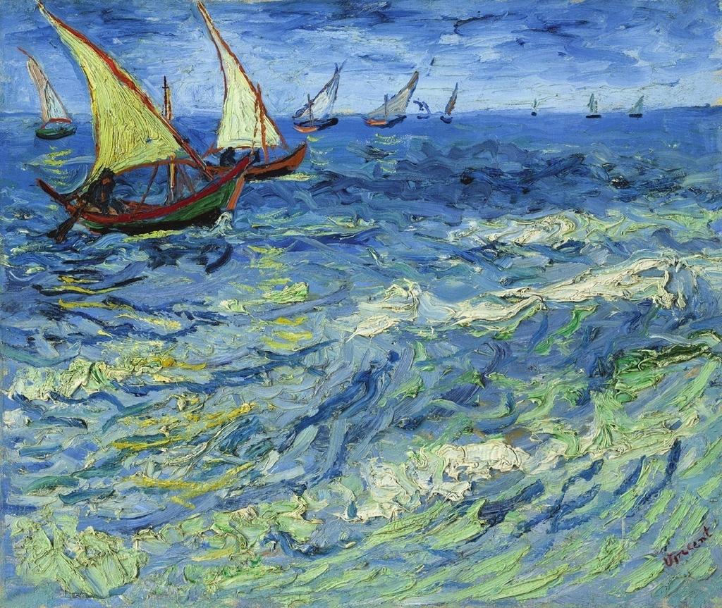 Vincent Van Gogh, La Mer aux Saintes-Maries, Saintes-Maries-de-la-Mer, 1888. Huile sur toile, 44,5 x 54,5 cm. Collection Mikhaïl Morozov, 1901. Moscou, musée d’État des beaux-arts Pouchkine.