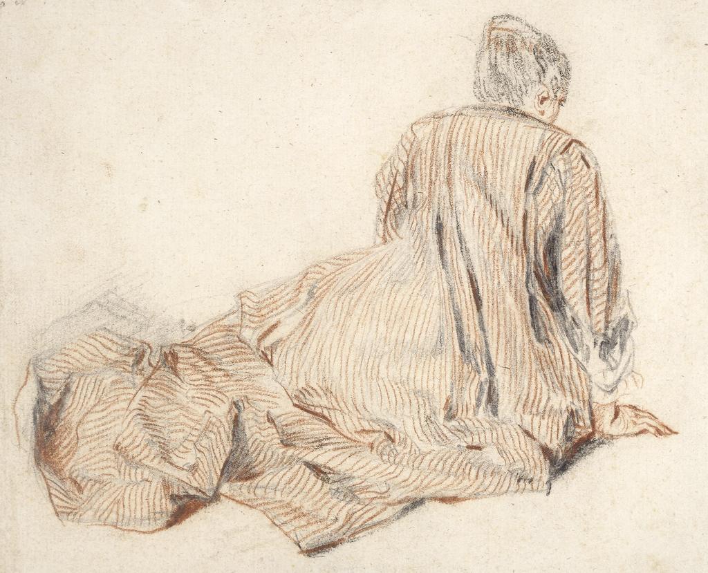 Antoine Watteau, Étude de femme couchée. Sanguine, pierre noire et mine de plomb, 14,6 x 18,1 cm. Londres, British Museum.