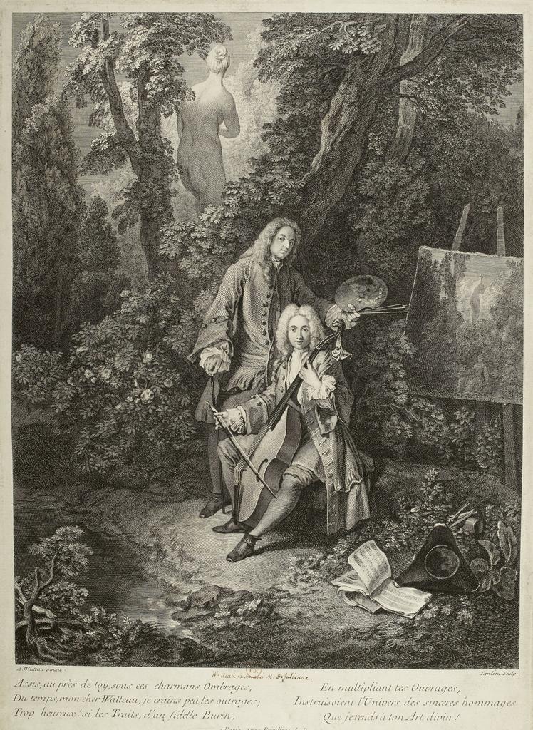 Nicolas Henri Tardieu (graveur), d’après Antoine Watteau, Assis auprès de toi. Estampe. Paris, Bibliothèque nationale de France. 