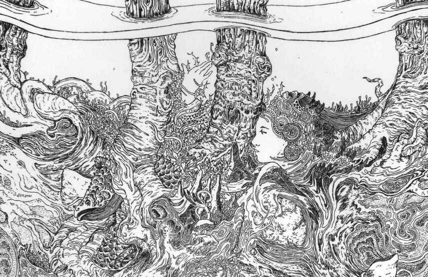 Souscription 2025 : Kim Coz, Sous les brise-lames (détail), 2025, eau-forte sur cuivre, 30 x 20 cm (matrice), impression Mila Gomez, Ateliers Moret, 70 ex.