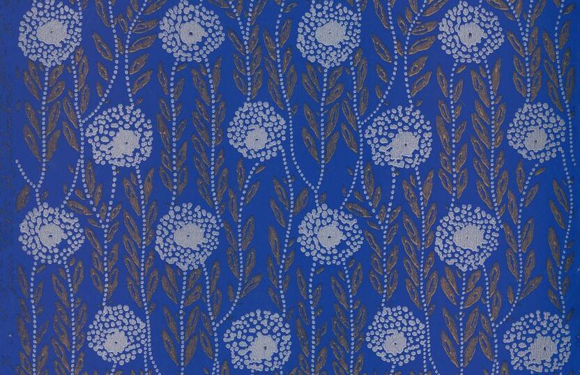 Jacques-Émile Ruhlmann (1879-1933) pour la Société anonyme des Anciens Établissements Desfossé & Karth, papier peint à motif répétitif, 1917 (détail). Papier, impression au cylindre.