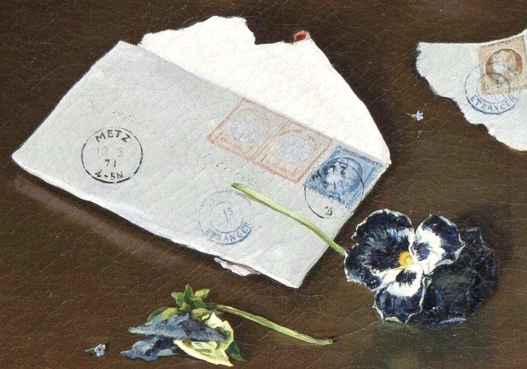 Adolphe Martial Potémont, Les Lettres d’Alsace-Lorraine (détail), 1871-1872. Huile sur toile, 49,7 x 60,8 cm. Pau, musée des Beaux-Arts.