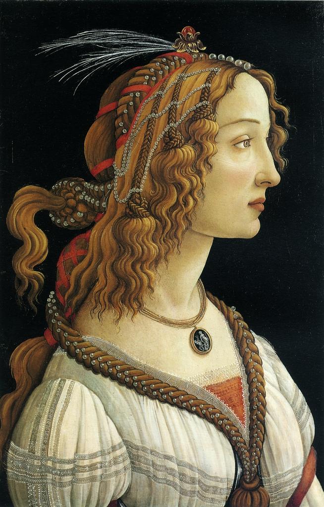 Alessandro Filipepi dit Botticelli, Figure allégorique dite La Belle Simonetta, vers 1485. Tempera et huile sur peuplier, 81,8 x 54 cm. Francfort-sur-le-Main, Städel Museum.