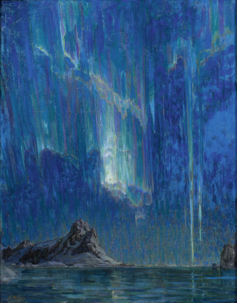 Anna Boberg (1864-1935), Aurores boréales. Esquisse du Nord de la Norvège. Huile sur toile, 97 x 75 cm. Stockholm, Nationalmuseum. 