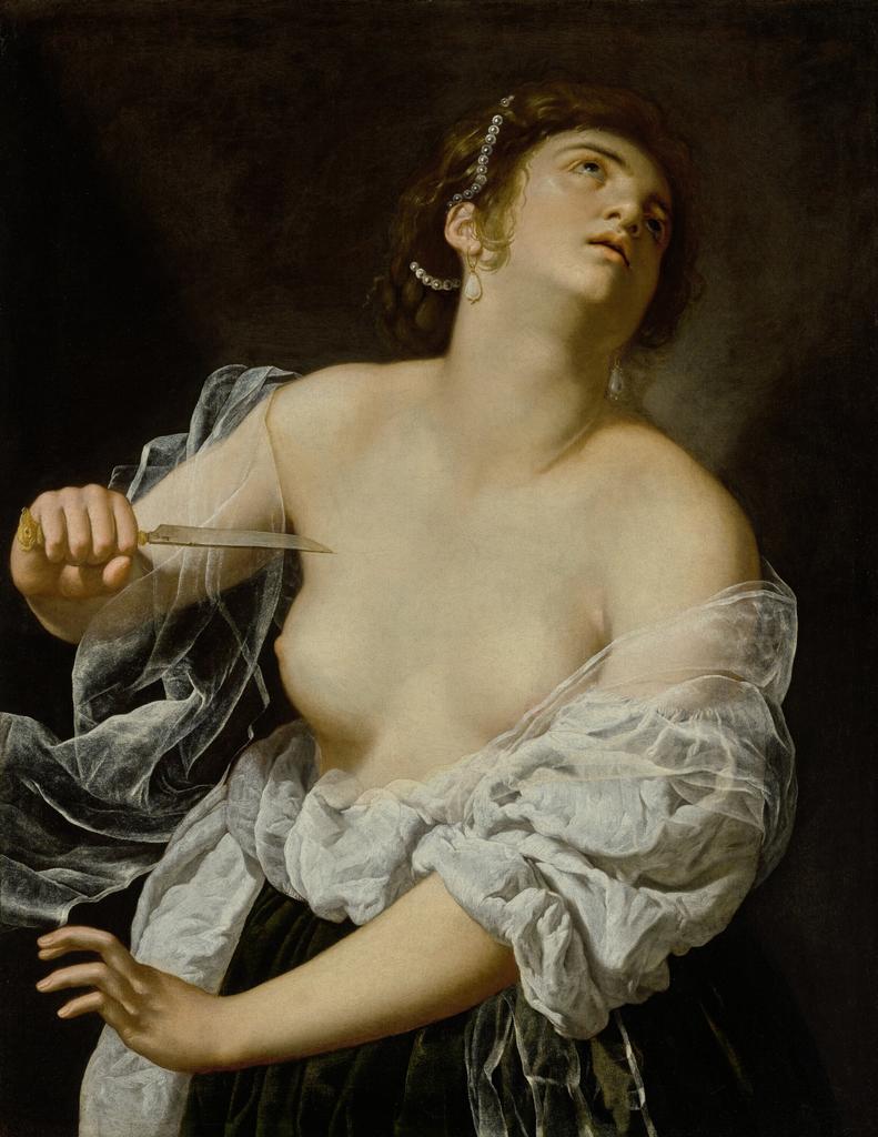 Artemisia Gentileschi (1593-1654), Lucrèce, vers 1627. Huile sur toile, 92,9 x 72,7 cm. Los Angeles, J. Paul Getty Museum.