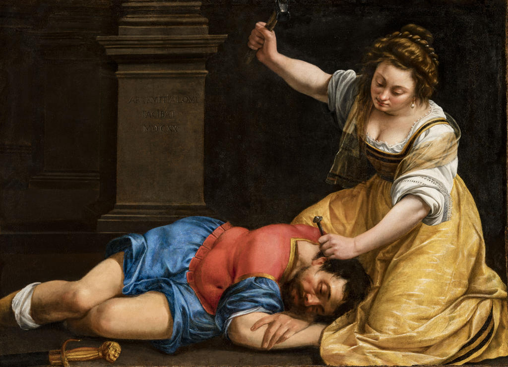 Artemisia Gentileschi, Yaël et Siséra, 1620. Huile sur toile, 93 x 128 cm. Budapest, Szépművészeti Múzeum.