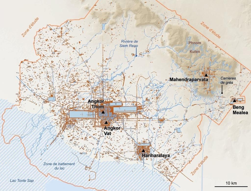 Carte de la région du Grand Angkor.