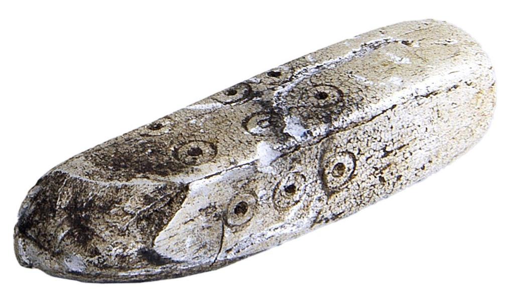 Dé parallélépipédique en os. Oppidum de La Cheppe (Marne). 